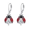 POPLYKE Ladybug Earrings for Women 925 Sterling Silver Ladybug Leverback