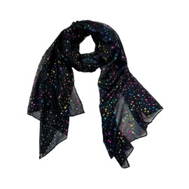 Zac's Alter Ego Long Lightweight Women's Metallic Rainbow Star Foil Effect Printed Scarf