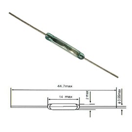 Reed Switch Glass Reed Contact, Reed Contact Closer, Plastic Reed Switch, Glass Reed Switch, Magnetic Induction Switch, (2 mm x 14 mm), Pack of 10