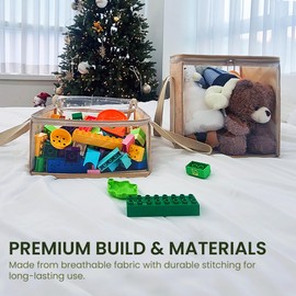 holay 2 Pack Storage Bins PVC Boxes with Transparent Lid & Handles - Durable & Foldable - Multi-Purpose Organizer for Clothes, Books, and More (Brown, Large)