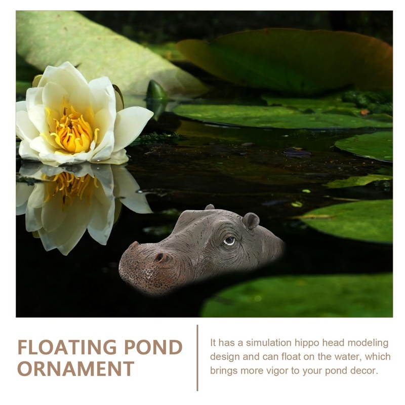 Cabilock Hippo Decoration Resin Floating Pond Statue Hippo Sculpture Outdoor