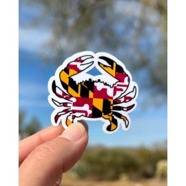 Handmade 2" Maryland Crab Flag Sticker, Decal, Seafood, Ocean, Colorful, State, USA, Fun