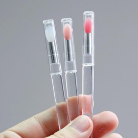 Silicone lip brush, equipped with hygiene protection cover, professional makeup tools, transparent color, pink, red, 3-piece set