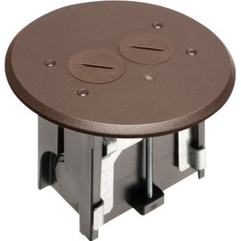 Arlington FLBAR101BR-1 Adjustable Round Floor Box Kit with Outlet and Plate, for Installed Floors, 1-Gang, Brown, 1-Pack