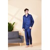 JupiterSecret Men's Silk Pajamas Set Long Sleeve Button-Down Sleepwear With