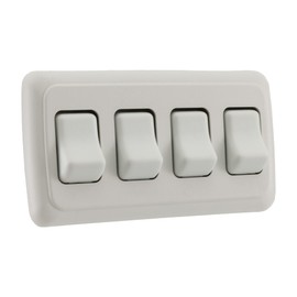 RecPro RV Switch SPST On/Off 4 Gang Bezel | 12V (White)
