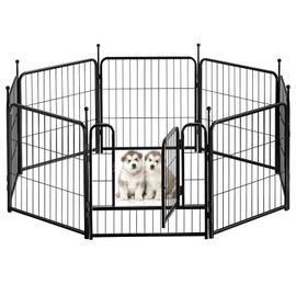 GDKASRNY Dog Playpen Portable Exercise Fence Heavy Duty Metal Pet Playpen Indoor Outdoor Pet Playpen for Small Medium Large Dogs - RV Camping Pen（Jet Black） (8 Panels, 24 inch)