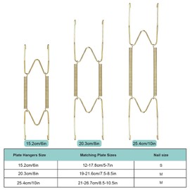 EEEKit Pack of 12 Invisible Steel Wall Plate Hangers, Decorative Tin Hangers in Various Sizes with 12 Wall Hooks for Decorative Panels and Art (6/8/10 Inch)