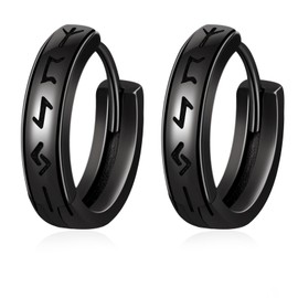 Black Viking Earrings 925 Sterling Silver Viking Hoop Earrings Viking Gifts for Men Women, Sterling Silver, No Gemstone