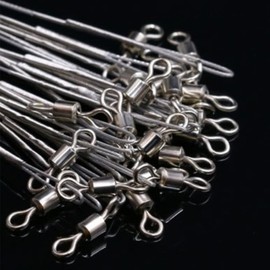 GANAZONO 24Pcs Wear Resistant Metal Fishing Lines with Swivel Design Durable Fishing Leaders for Hooks and Lures for Freshwater and Saltwater Fishing