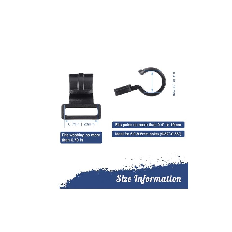 Tent Pole Clips, C Clips for Tent, Tent Pole Attachment