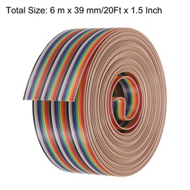 MECCANIXITY 1 Pcs 30Pin Flat Rainbow Ribbon Cable 20 Ft 1.27mm Pitch Breadboard Jumper Wires for Electronic Projects