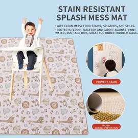 Tapete Antisalpicaduras para Debajo de la Silla Alta, Artesanías, Tapete para Derrames Reutilizable para Bebés, Tapete Impermeable para Salpicaduras de Suelo, Tapete de Juego Portátil y Cubierta de