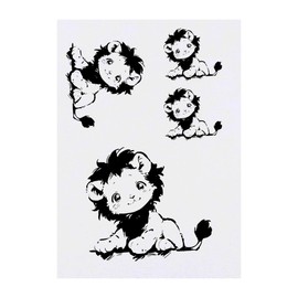 4 x 'Cute Sketchy Lion ' Temporary Tattoos - Water Resistant, Skin-Safe, Non-Toxic Transfers, Mixed Sizes (TO00084944)