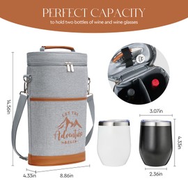 AW BRIDAL Wine Gifts Bag Insulation Wine Cooler bag, Versatility Wine Carrier Tote with 2 Wine Tumblers, Wine Gifts for Women Birthday Gifts for Sister