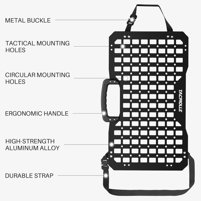 TACMOLLE Portable Rigid MOLLE Panel, Tactical Car Back Seat Organizer