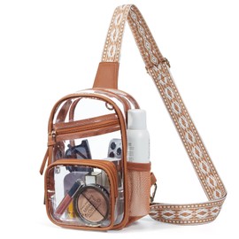 Missnine Clear Bag for Stadium Events Clear Sling Bag Fanny Pack Crossbody Purse for Sport Concert with Side Mesh Pocket