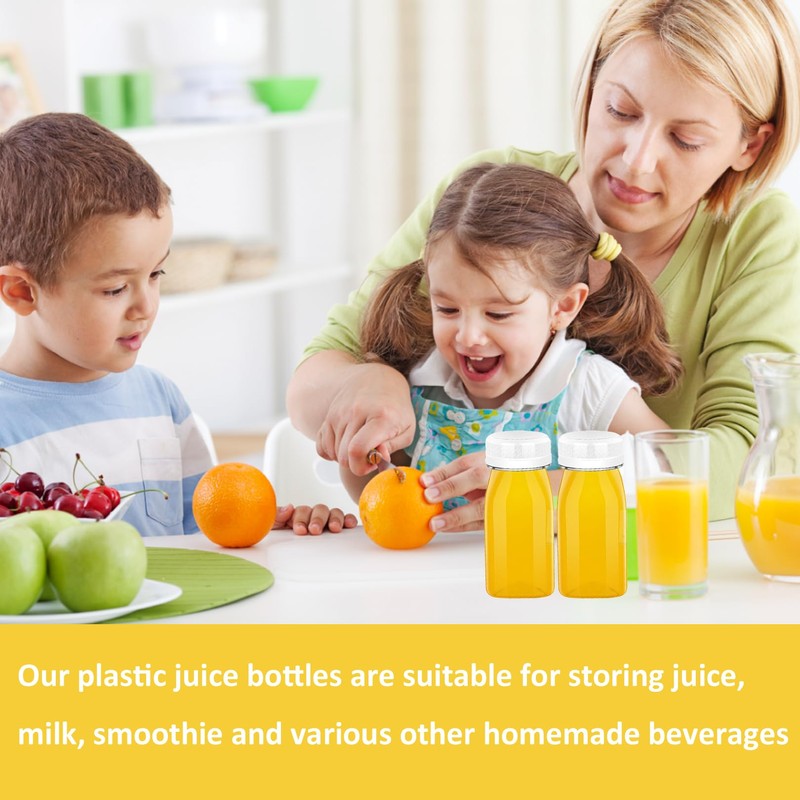 8 Pack 100ml Plastic Juice Bottles,Reusable Small Clear Juice Container,Mini