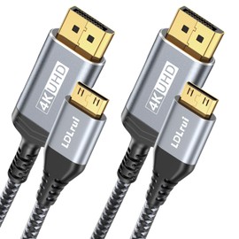 2 Pack 4K DisplayPort to Mini HDMI Cable 5FT [Bend Resistant, High-Speed] Supports 4K/3840x2160@60Hz, 2K@120Hz Video UHD for Desktop, Laptop, Portable Monitor,AMD, NVIDIA, ARZOPA, Projector,Mini PC