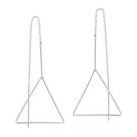 Chic Geometry Sterling Silver Triangle Thread Slide Earrings
