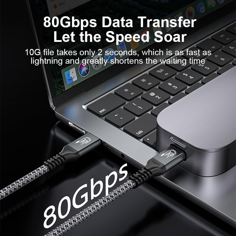 USB 4 Cable 6.6FT for Thunderbolt 5 Cable 80Gbps, up