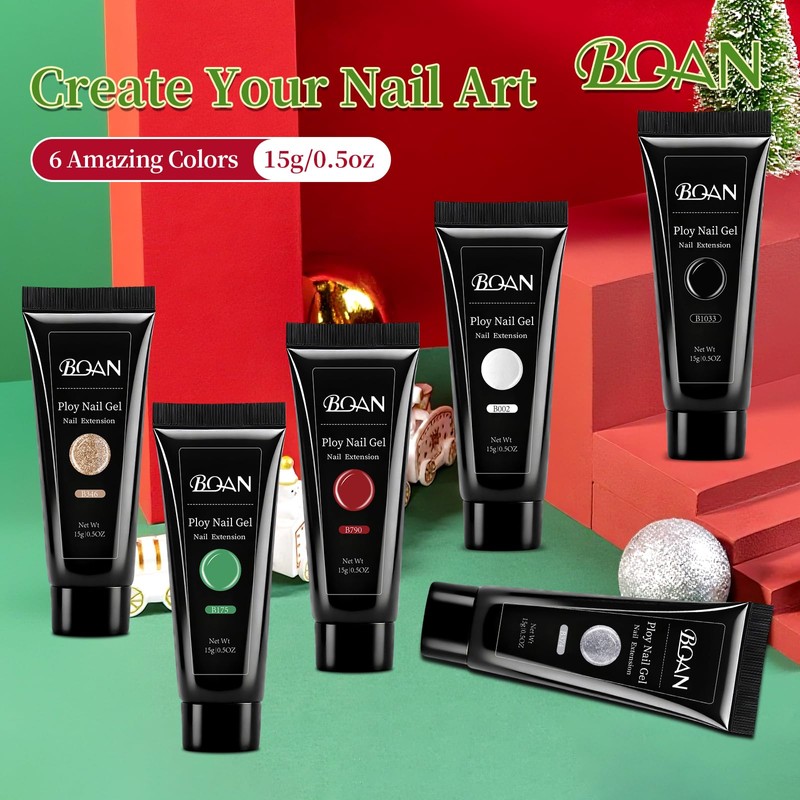 BQAN Poly Nail Gel Kit - 6 Shades Poly Gel