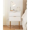 Masupu Nightstand with Charging Station,Mid-Century Modern Bedside Table with 2