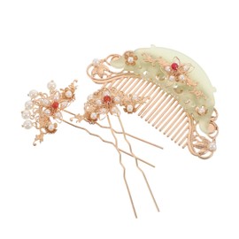 Outanaya 3pcs Chinese Hairpin Set Acetate Hair Comb Lightweight Traditional Hair Ornaments for Hanfu Weddings Retro Style Events Women