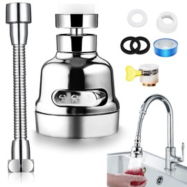 CMD Faucet, Shower/Kitchen, Shifting, 360° Rotation, Arbitrarily Fixed, Leak Proof, Water Saving Shower, Water Saving, Stainless Steel, Easy Installation, 4.7 inches (12 cm), Hose Included, Adapter Included (A)