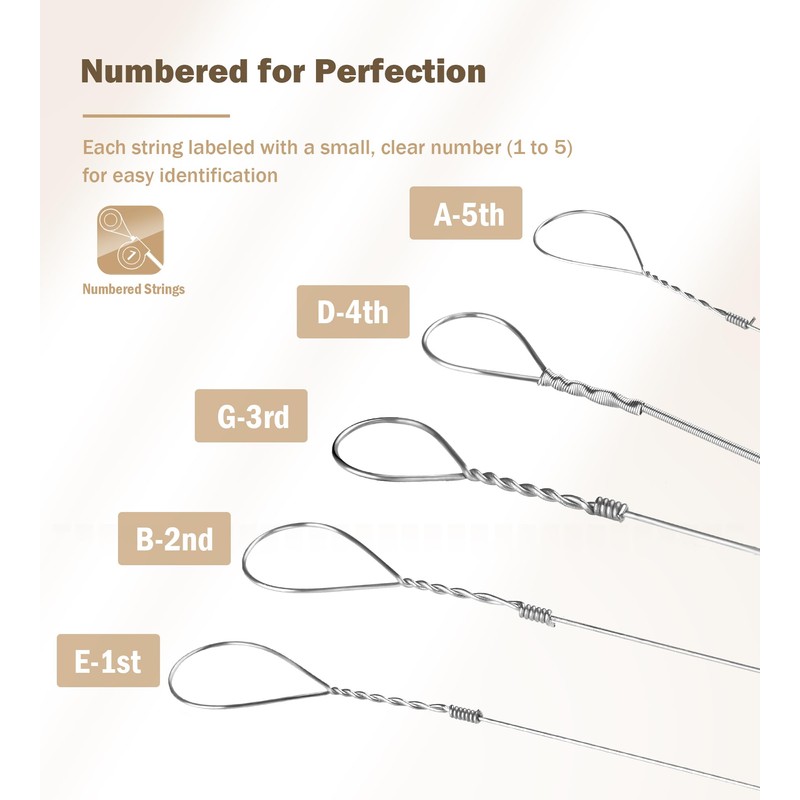 KORDOS Banjo Strings 5 string Set Light Loop End, Vacuum-Sealed