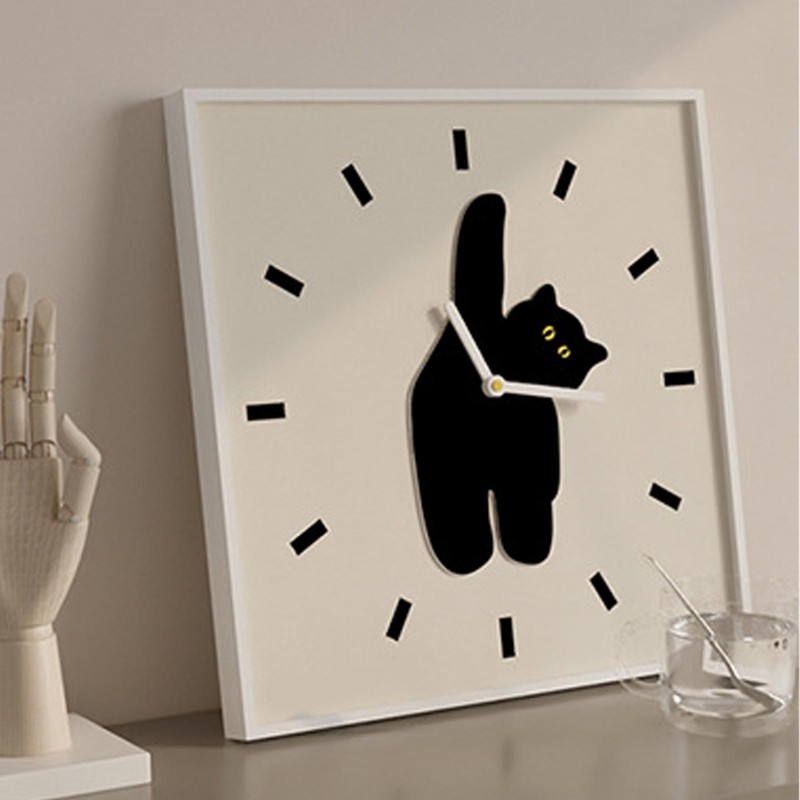 Wall Clock Innovative Nordic Style Cute Cat Pattern Silent Prevents