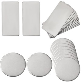 SUNNYCLUE 1 Box 20Pcs 35mm Metal Stamping Blanks Bulk Stainless Steel Stamped Flat Round Rectangles Silver Engravable Blank Plates for Engraving DIY Jewelry Craft Necklaces Earrings Making Supplies