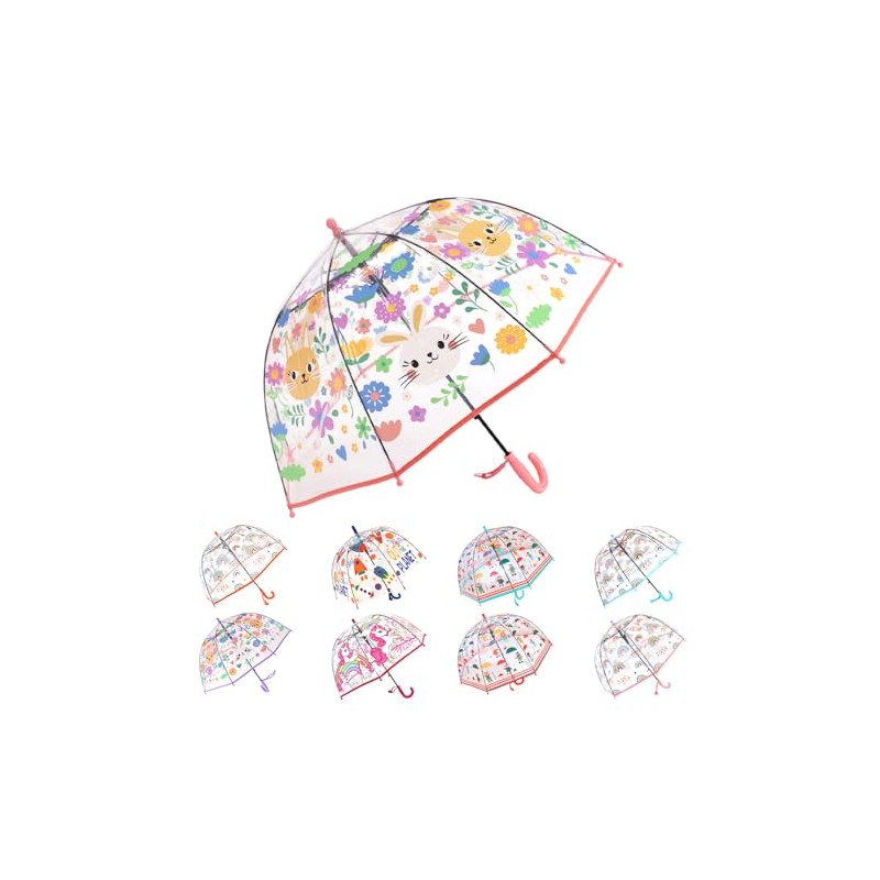 Merciband Kids clear dome type umbrella collection (Rabbit pink)