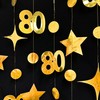 Gold 80th Party Decorations Circle Dot Star Streamer Garland Metallic