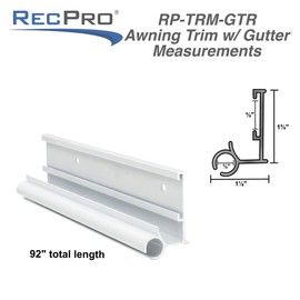 RecPro RV Awning Trim with Gutter | 92" Length | Aluminum | Made in USA (2 Trim Pieces, White)