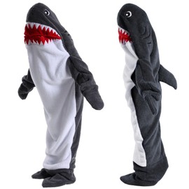 YushengTai Shark Blanket, Made of Super Soft, Comfortable Flannel Shark Blanket for Dressing, Shark Jumpsuit, Shark Blanket Hoodie, Shark Sleeping Bag, Portable Blanket for Adults and Children,
