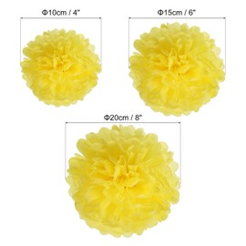 PATIKIL 4"/6"/8" Tissue Pom Poms Flowers, 12 Pack Paper Flower Ball for Wedding Bridal Shower Birthday Bachelorette Party Backdrop Decoration, Yellow