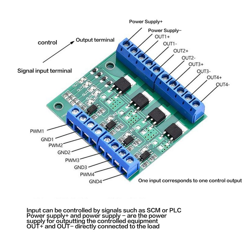 MOS Driver Module 4 Way Field Effect PLC Amplifier Board