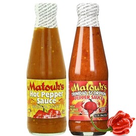Matouk's HOT PEPPER SAUCE and Trinidad Scorpion Pepper Sauce 10oz (Pack of 2)