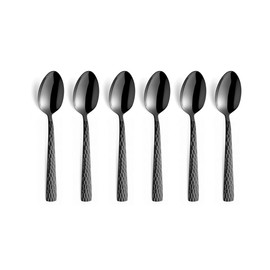 Amefa Felicity Mocha/Espresso Spoon Set of 6 | PVD Coffee Spoon Set for 6 People | Black | Teaspoons 6 Pieces | Hammered Handle