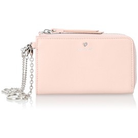 Jill Stuart JSLW3CE1 Multi Case, Angel, Soft Cowhide Leather, Bag-stitched, Women's, Multi-functional, Card Pocket, Pass Case, Key Ring, Simple, Adult Cute, Heart Charm, Chain Included, Pink