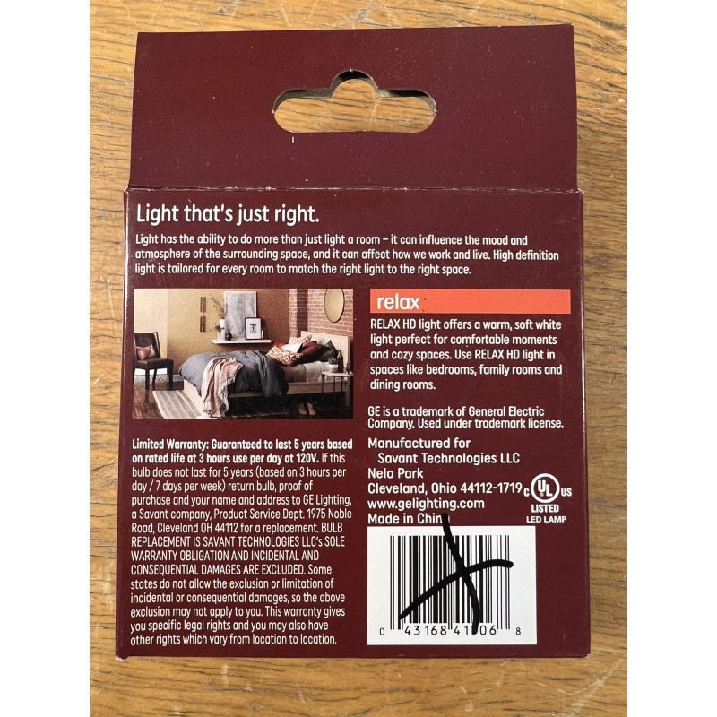 GE Relax 60w Clear EQ A15 Soft White Candelabra Base