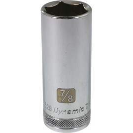 Dynamic Tools D016528 1/2" Drive 6 Point SAE Socket with 7/8" Deep Length, Chrome Finish