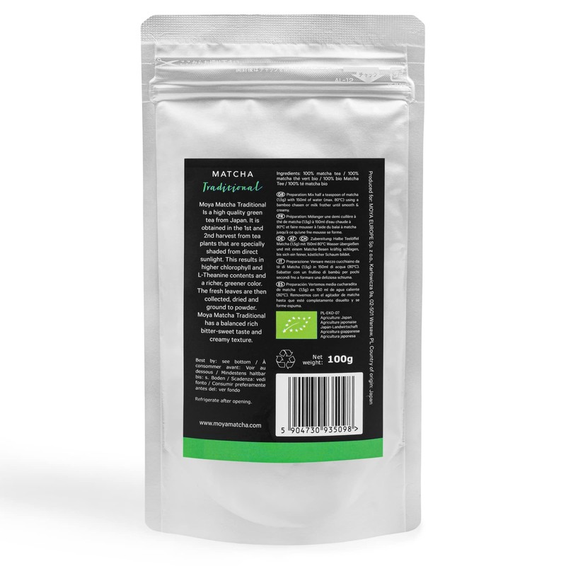 Moya Matcha Organic Tea Green Powder | 100g Traditional Grade