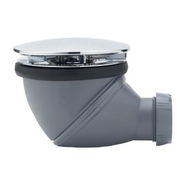 Wirquin James 30723674 Shower Drain D90 with 360° Pivoting Outlet and Chrome-Plated Dome Chrome-Plated