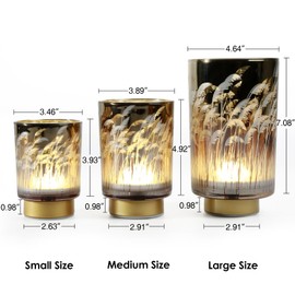 Eywamage Small Battery Operated Table Lamp with Remote Timer, Pampas Glass Cordless Accent Lamp for Bedroom Kitchen Living Room