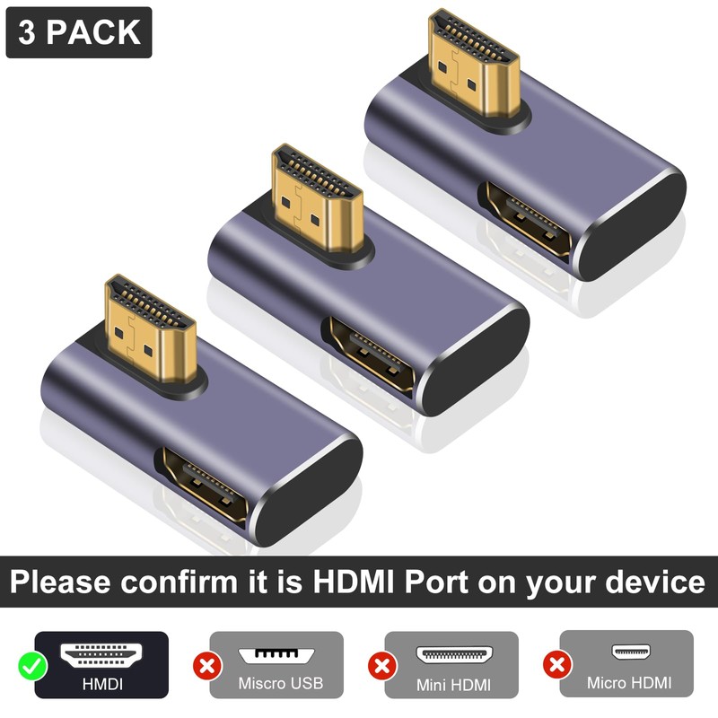 Danfetsoy HDMI 2.1 90 Dgree Adapter Low Profile, Vertical 90