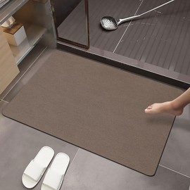 LRKOAYJGO Bath Mats for Bathroom Non Slip, Diatomaceous Earth Bath Mat, Thin Bathroom Rugs Fit Under Door, Quick Dry Water Absorbent Bathroom Mat in Front of Bathtub(18x28, Brown)