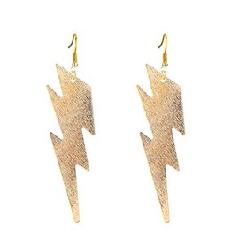 Punk Exaggerated Lightweight Lightning Thunder Weather Bolt Hanging Dangle Earrings for Women Statement Jewelry-filigree gold
