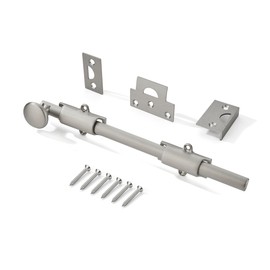 khtumeware 12 inches 1-Pack, Brushed Satin Nickel Solid Brass Dutch Door Surface Slide Latches & Slide Surface Bolts, Decorative Surface Slide Bolts for Windows and Doors